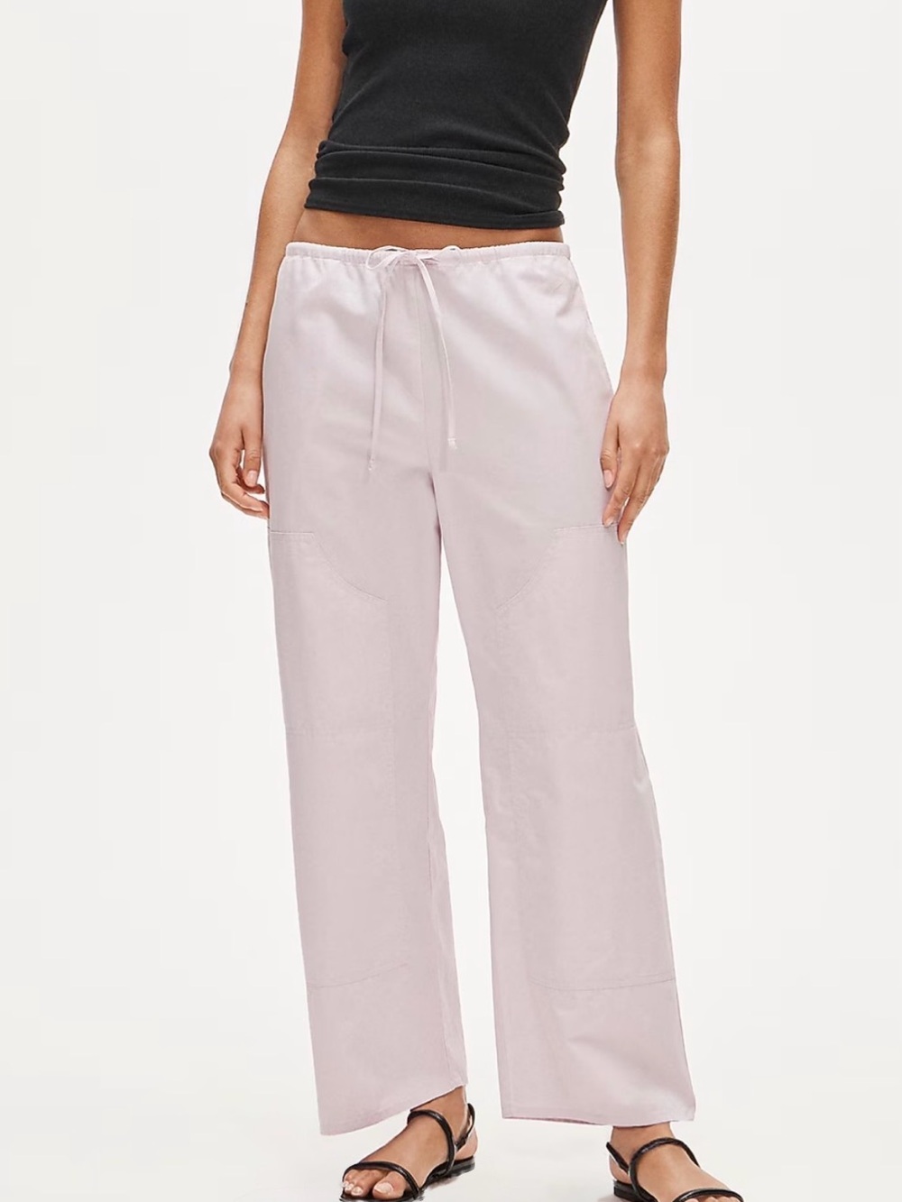 NWOT J.Crew Luna Cotton Poplin Wide-Leg Drawstring Pants Pink Women’s Small